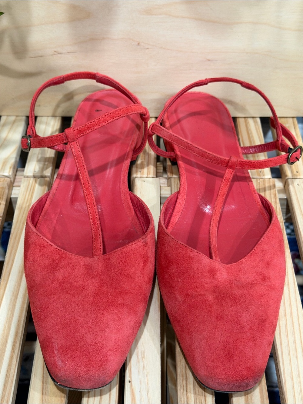 DÔEN Red Suede T-Strap Ballet Flats IT 40 US 10